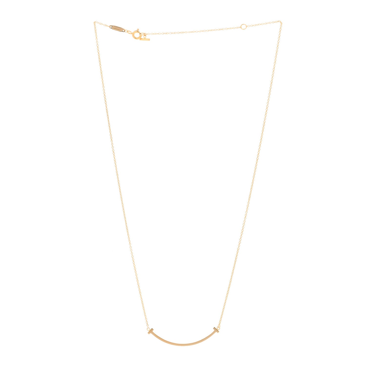 Tiffany 18K Rose Gold Small T Smile Pendant Necklace 2 of 3