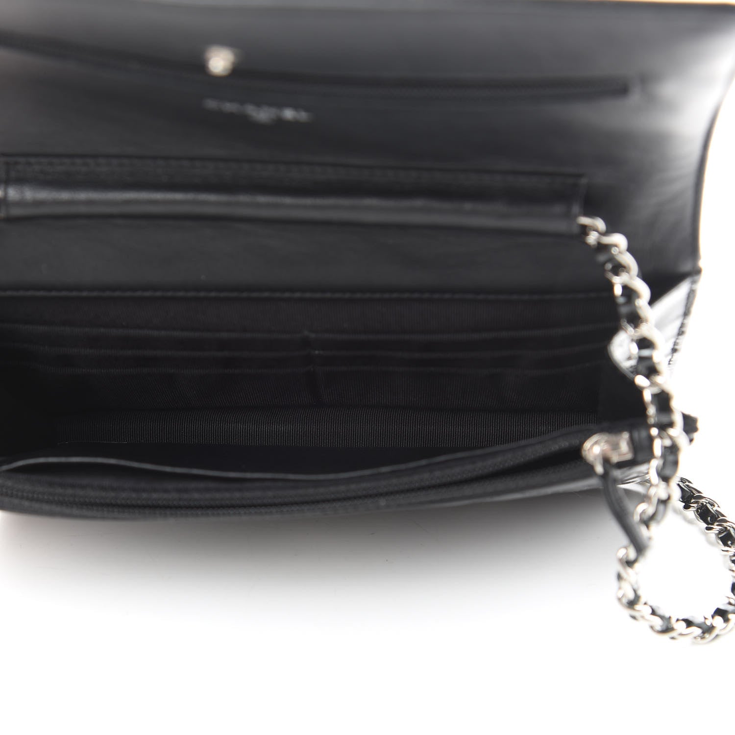 Chanel Patent Quilted Wallet On Chain WOC Black 5 of 12
