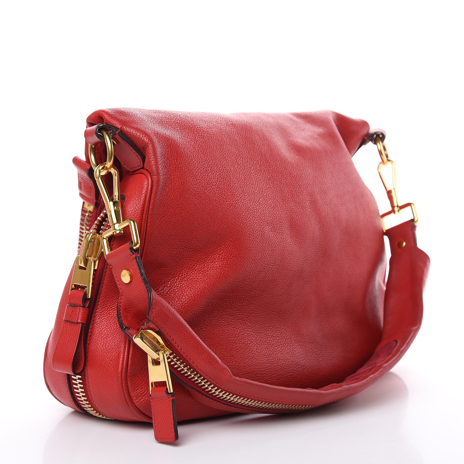 Tom Ford Pebbled Calfskin Large Jennifer Flame Red 3 of 16