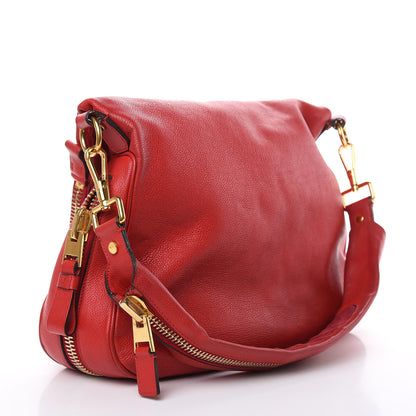 Tom Ford Pebbled Calfskin Large Jennifer Flame Red 3 of 16