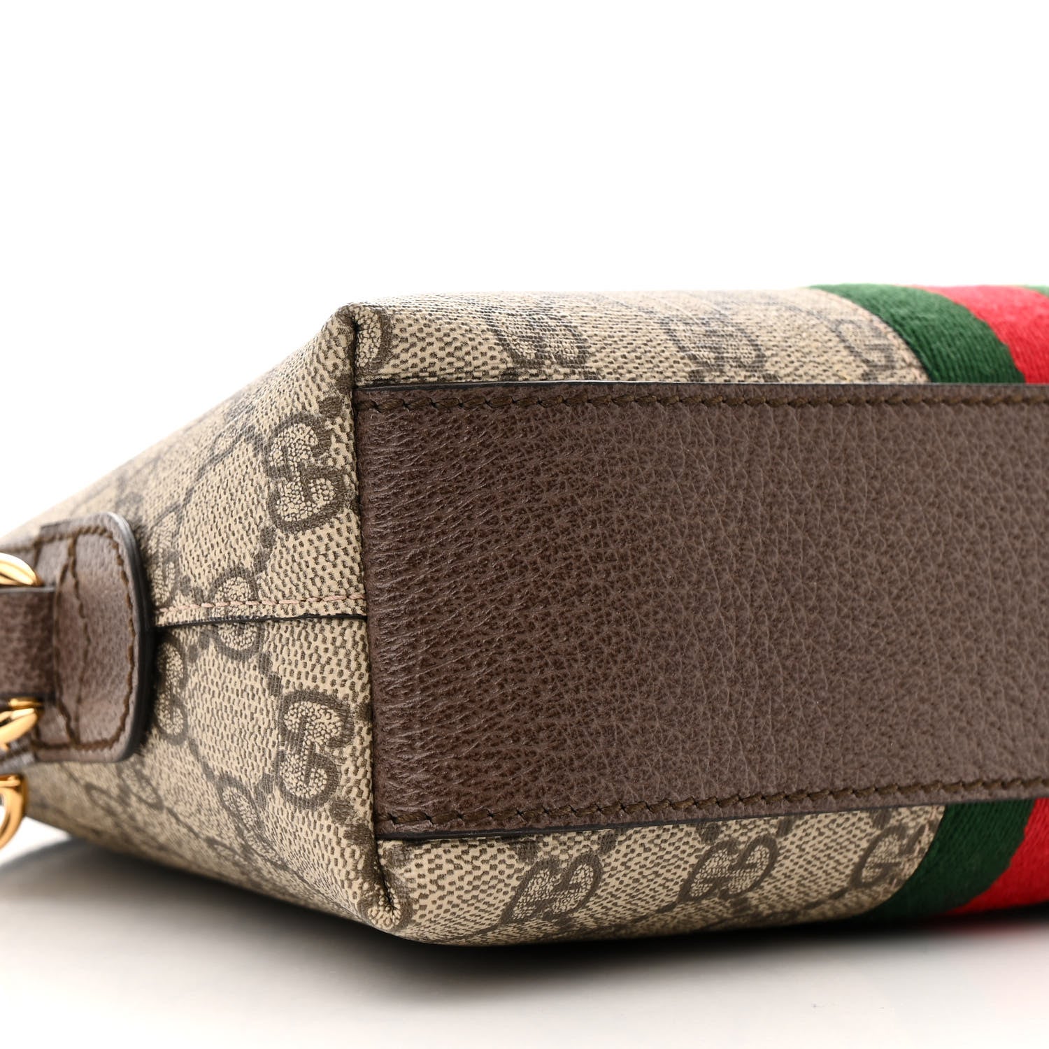 Gucci GG Supreme Monogram Textured Dollar Calfskin Web Small Ophidia Dome Shoulder Bag Beige Ebony New Acero 9 of 10