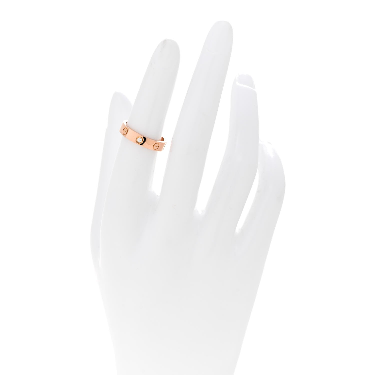 Cartier 18K Pink Gold Diamond 4mm LOVE Wedding Band Ring 50 5.25 2 of 4