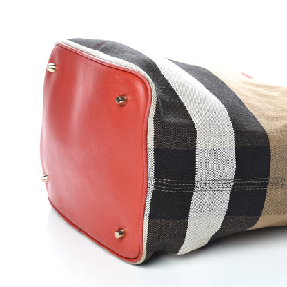 Burberry Canvas Mega Check Medium Ashby Hobo Cadmium Red 7 of 10