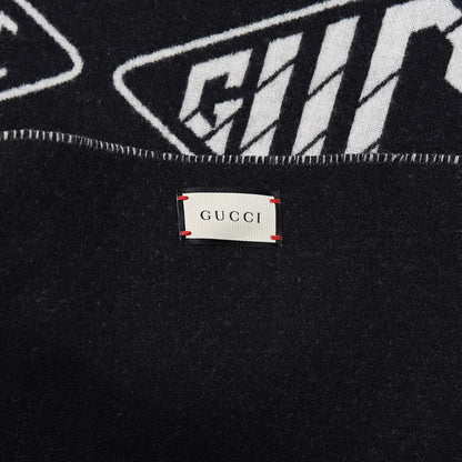 Gucci Wool Cashmere Logo Scarf Black 4 of 5
