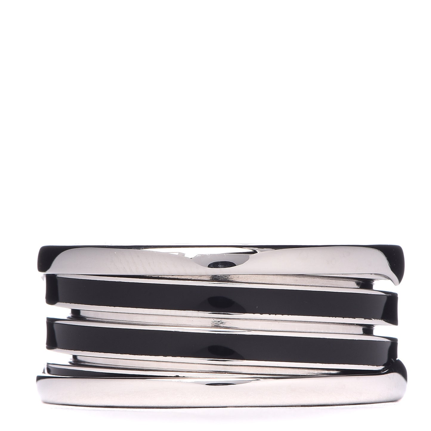 18K White Gold Black Enamel B.Zero1 Three-Band Ring 57 8