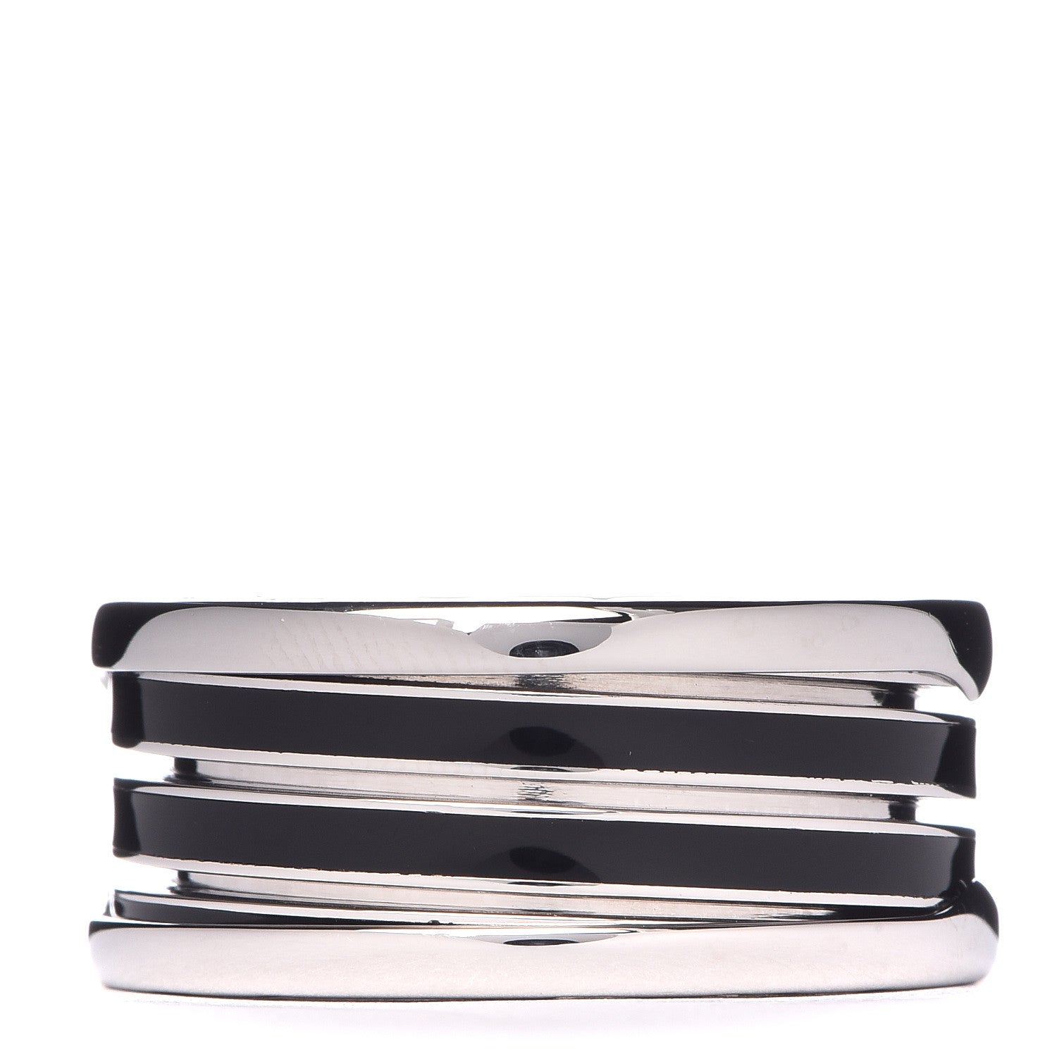 Bulgari 18K White Gold Black Enamel B.Zero1 Three-Band Ring 57 8 1 of 6