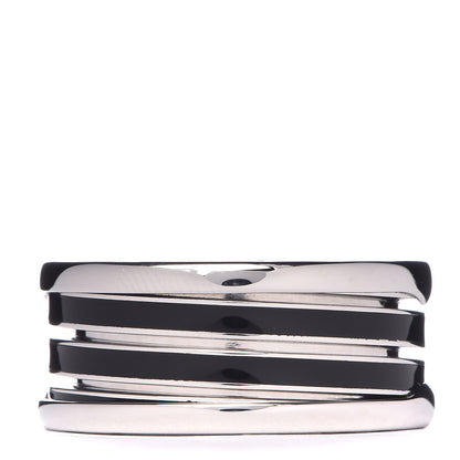 Bulgari 18K White Gold Black Enamel B.Zero1 Three-Band Ring 57 8 1 of 6