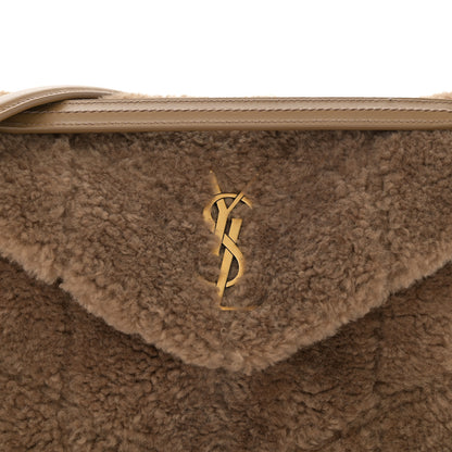 Saint Laurent Shearling Quilted Small Loulou Puffer Monogram Chain Satchel Cinnamon 8 of 10