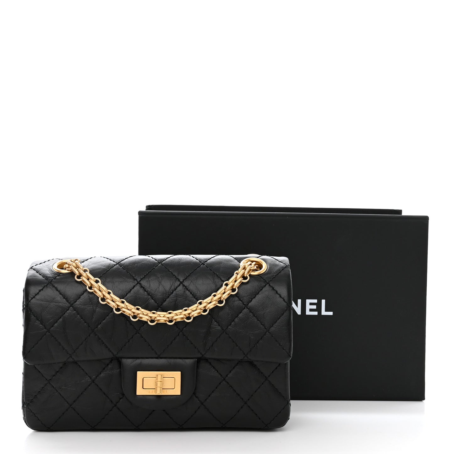 Aged Calfskin Quilted 2.55 Reissue Mini Flap Black