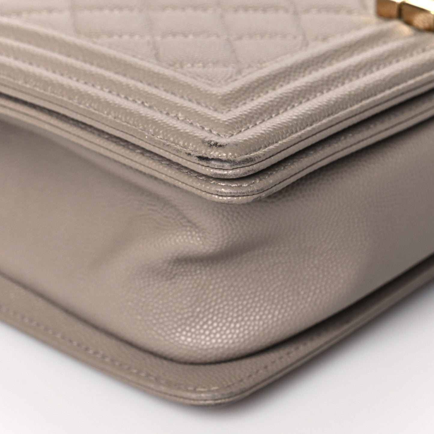 Caviar Quilted Medium Boy Flap Dark Beige
