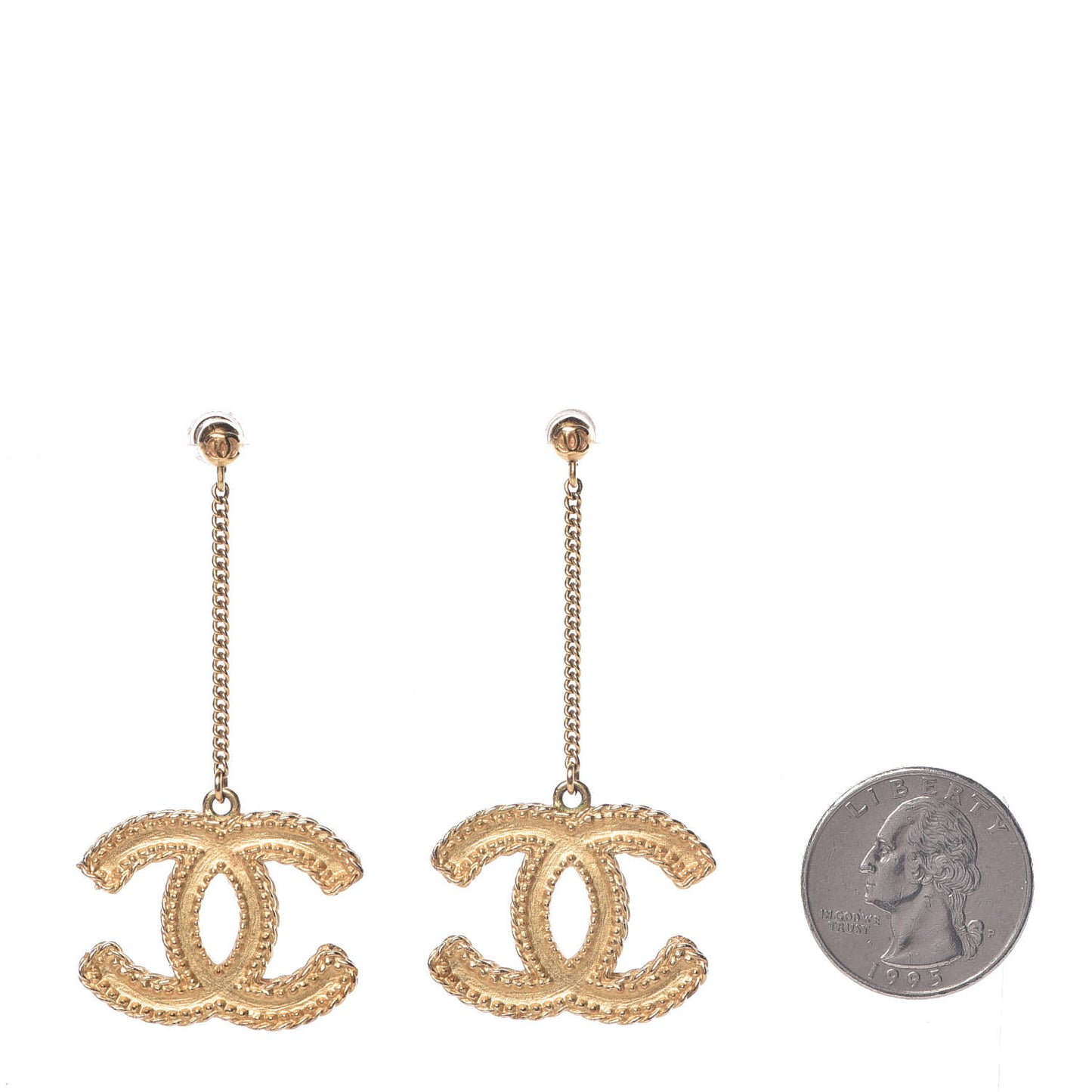 CC Drop Earrings Matte Gold