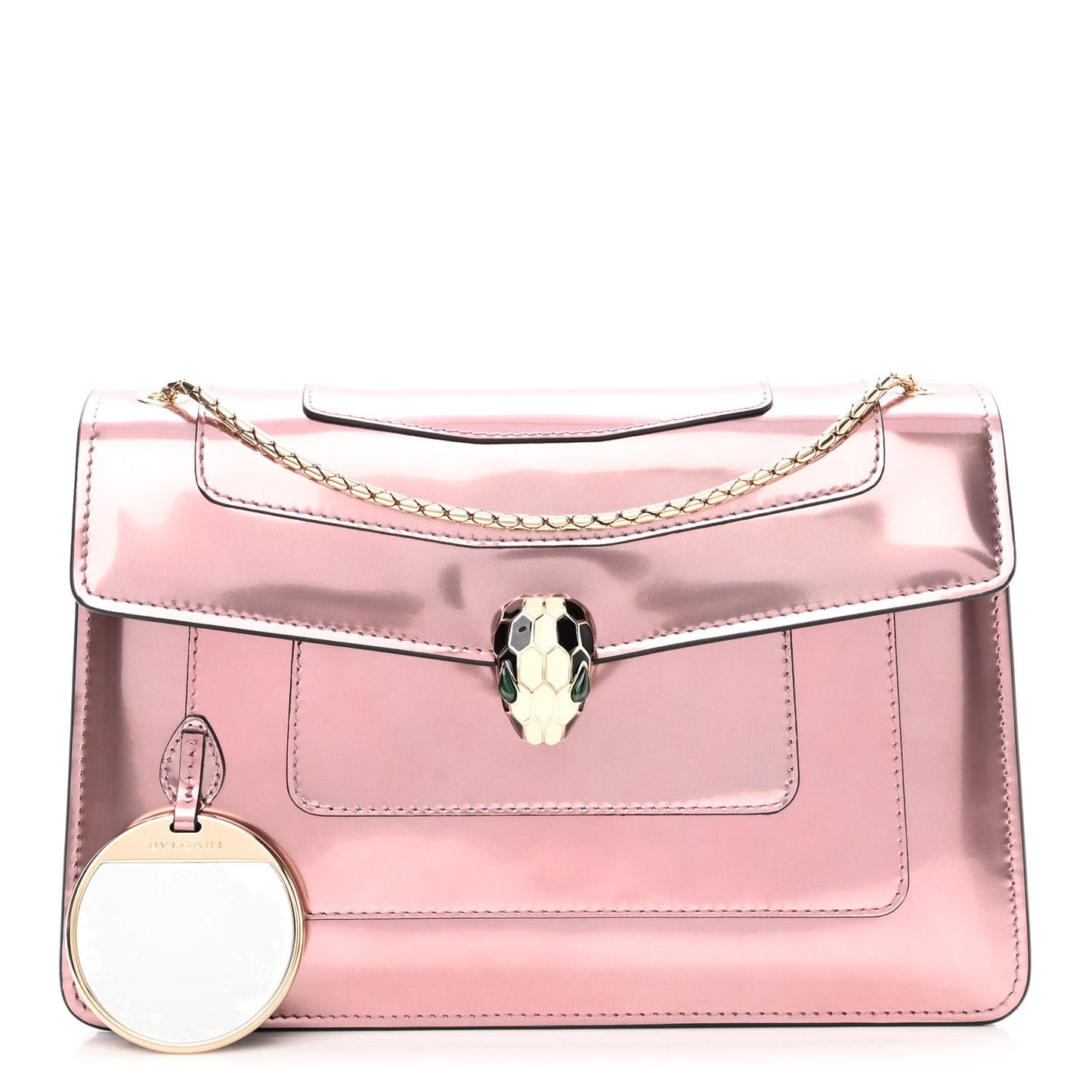 Metallic Calfskin Serpenti Forever Crossbody Bag Rose Quartz