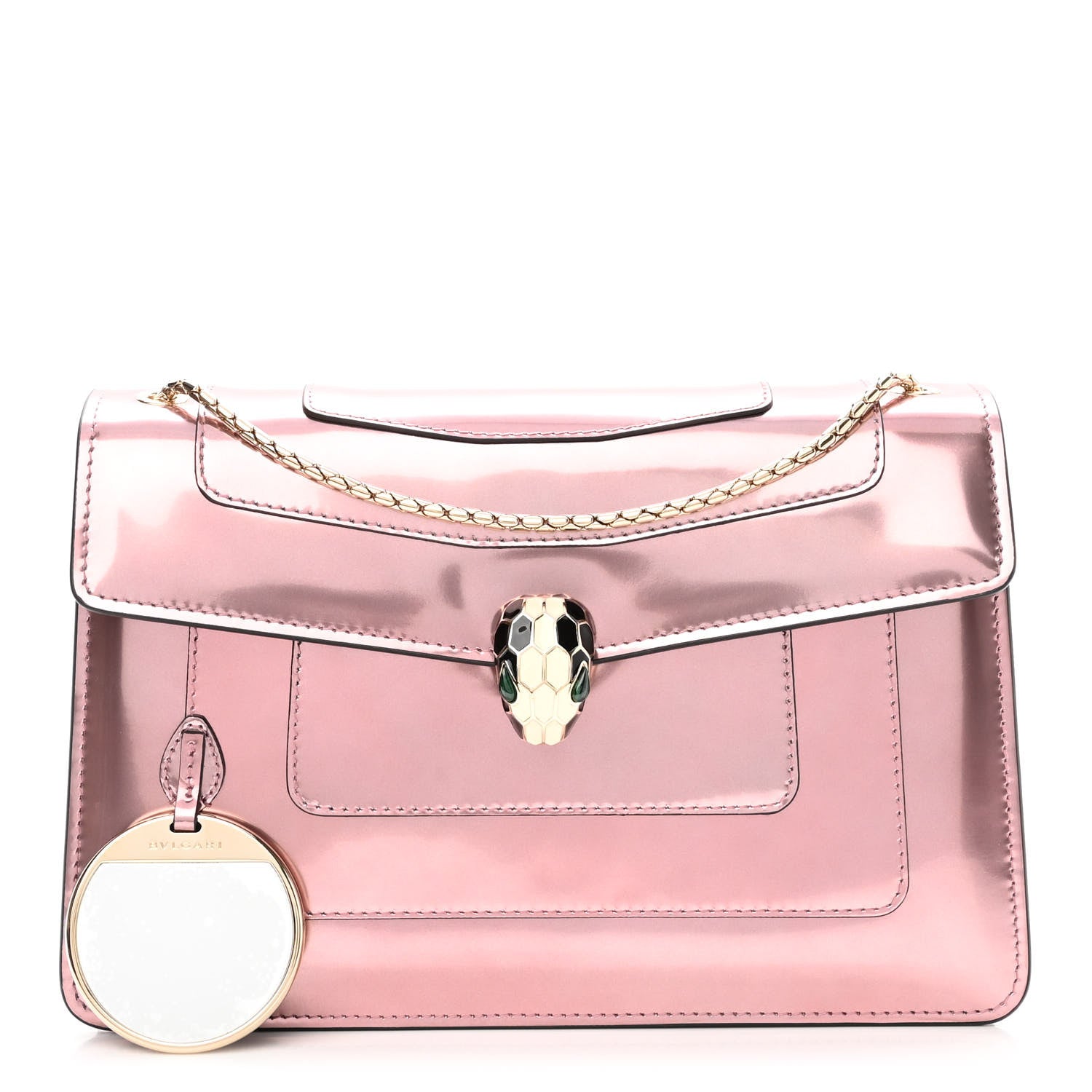Bulgari Metallic Calfskin Serpenti Forever Crossbody Bag Rose Quartz 1 of 9