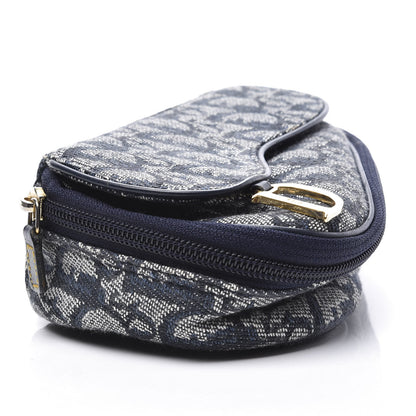 Christian Dior Monogram Mini Saddle Zip Pouch Navy Blue 5 of 12