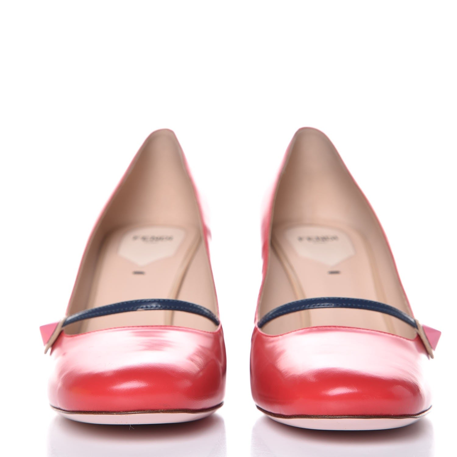 Fendi Calfskin Rainbow Mary Jane Pumps 39 Flame Sand 2 of 13