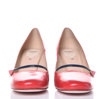 Fendi Calfskin Rainbow Mary Jane Pumps 39 Flame Sand 2 of 13
