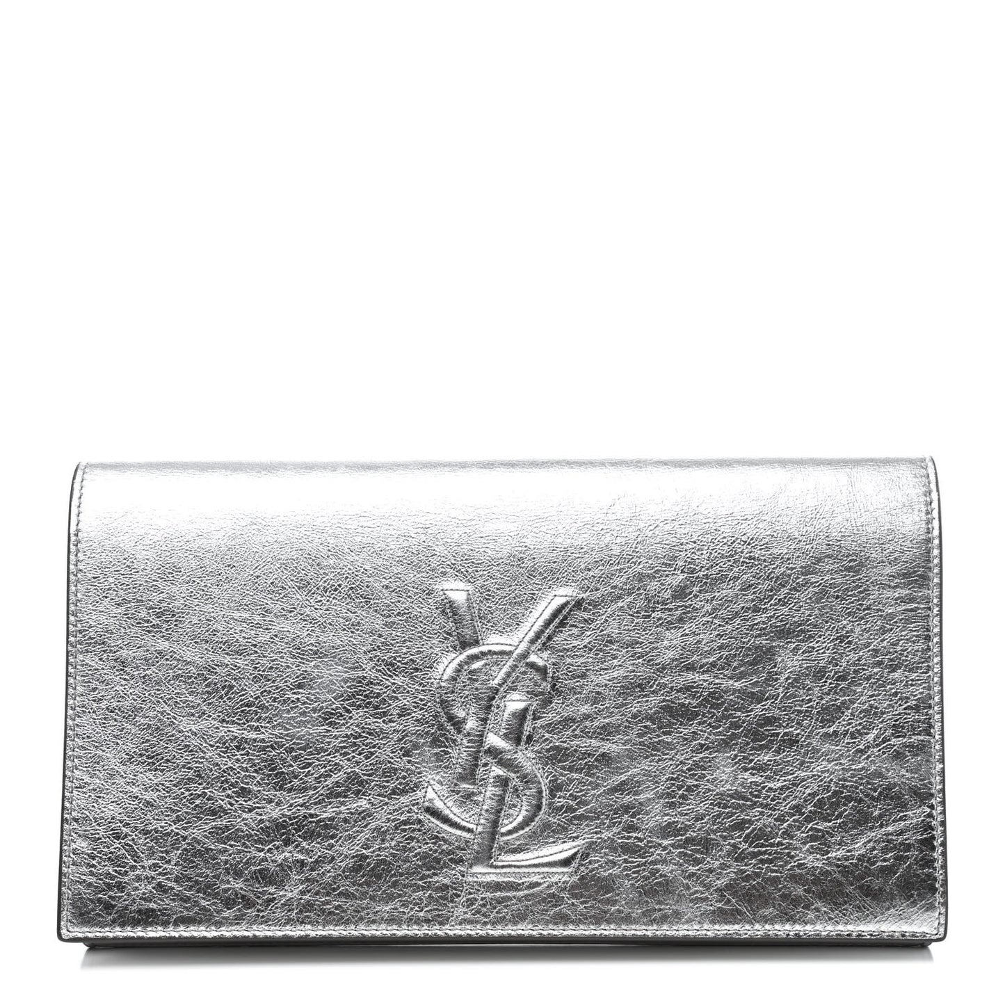 Metallic Calfskin Monogram Large Belle De Jour Clutch Silver
