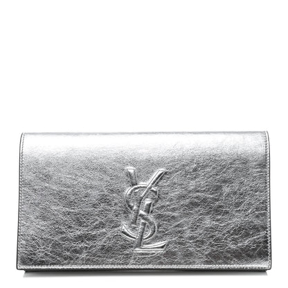 Saint Laurent Metallic Calfskin Monogram Large Belle De Jour Clutch Silver 1 of 4