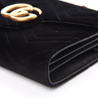 Gucci Velvet Matelasse GG Marmont Chain Wallet Black 9 of 10