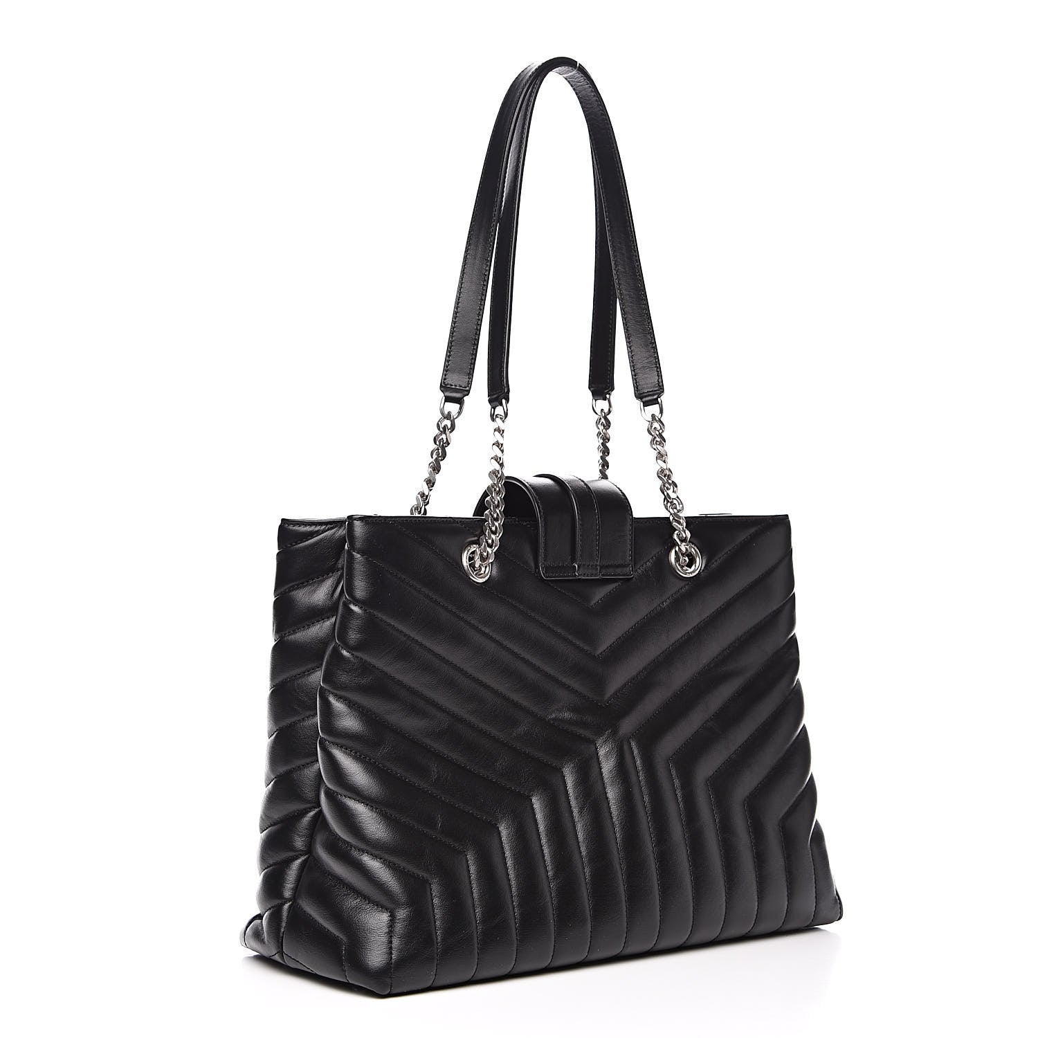 Saint Laurent Calfskin Y Quilted Monogram Large Loulou Shopper Black 3 of 15