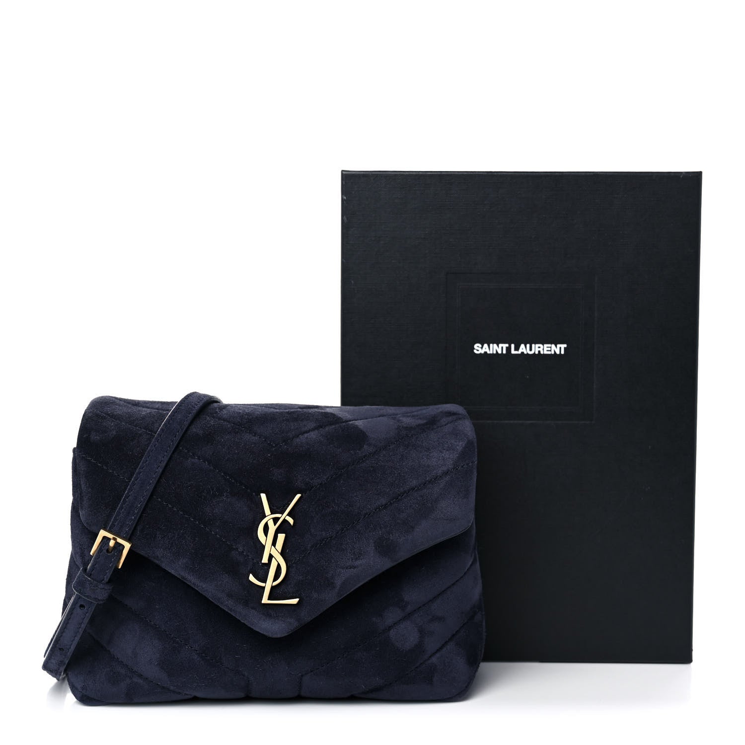 Saint Laurent Suede Toy Loulou Shoulder Bag Deep Marine 14 of 14