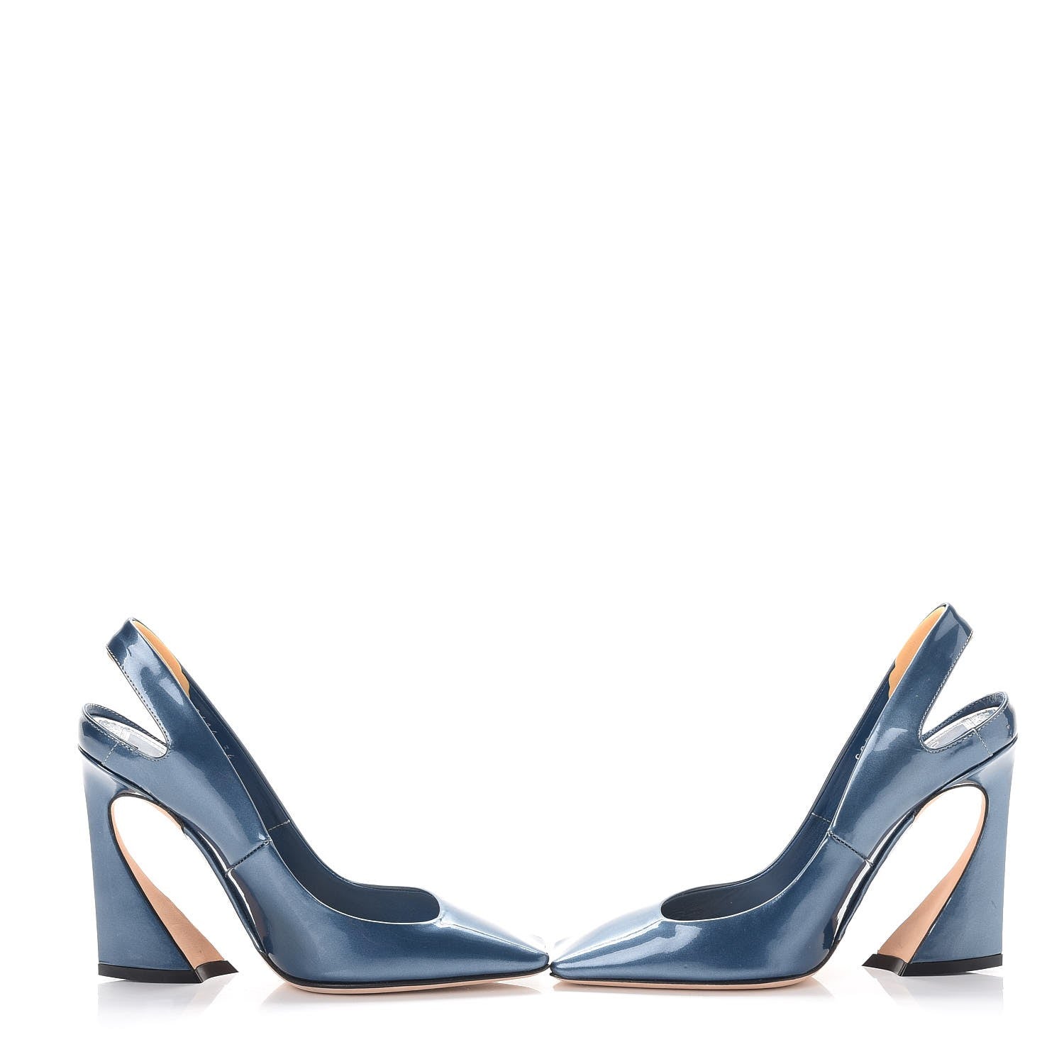 Christian Dior Patent Slingback Pumps 34 Blue 6 of 17