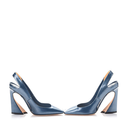 Christian Dior Patent Slingback Pumps 34 Blue 6 of 17