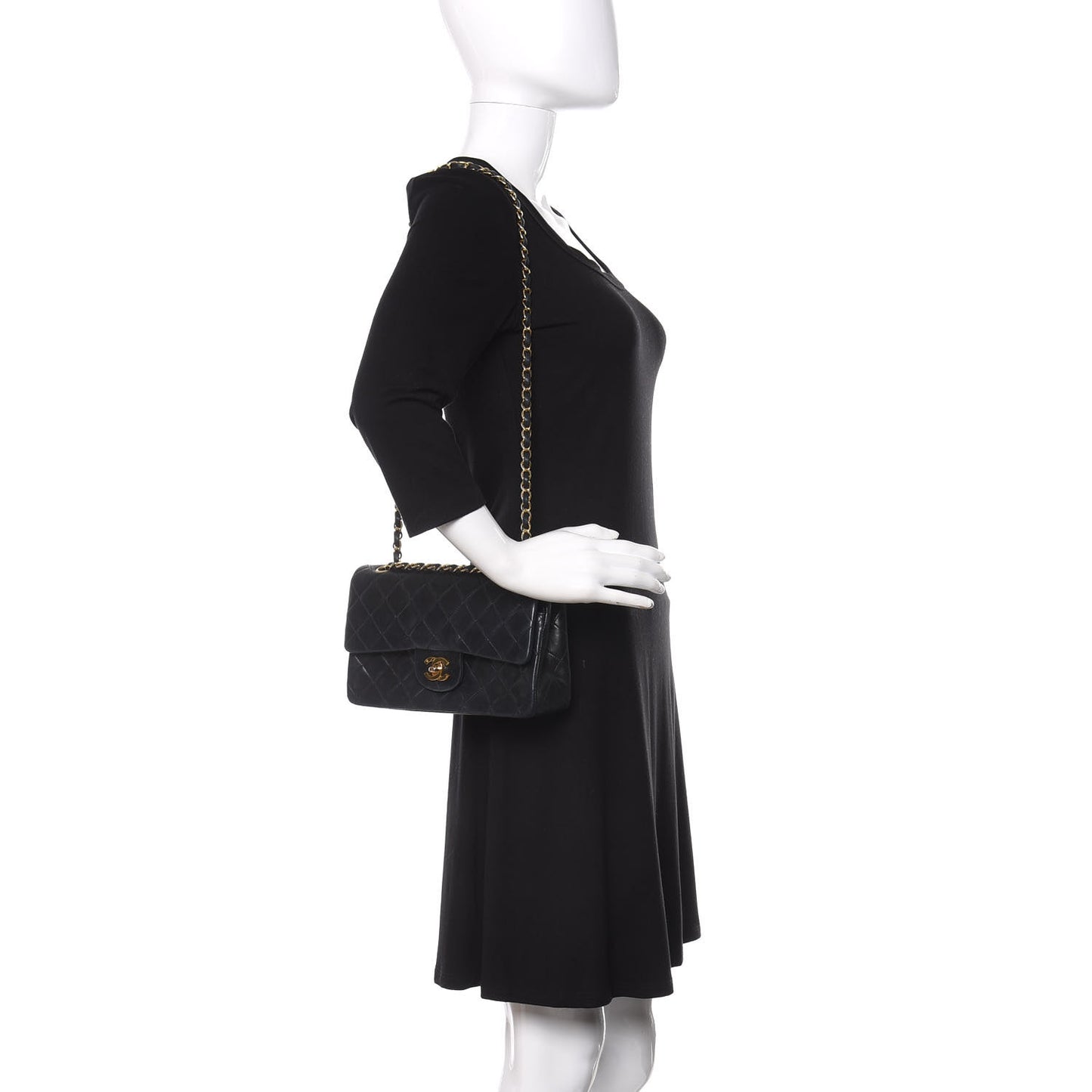 Lambskin Quilted Small Double Flap Black