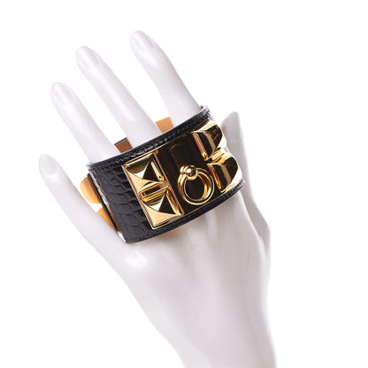 Hermes Shiny Alligator Collier De Chien CDC Bracelet S Bleu Marine 2 of 6