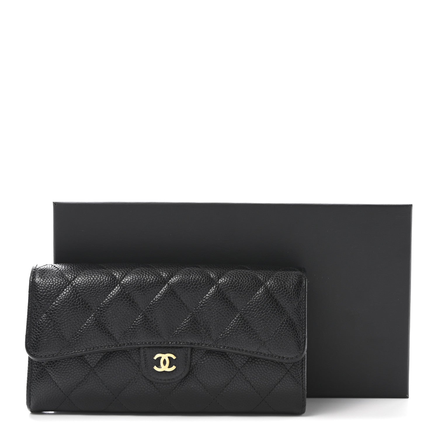 Chanel Caviar Quilted Large Gusset Flap Wallet Black 8 of 8