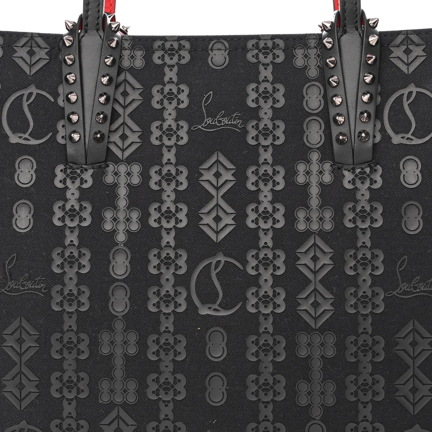 Christian Louboutin Calfskin Loubinetic Spikes East West Cabata Tote Black 11 of 13