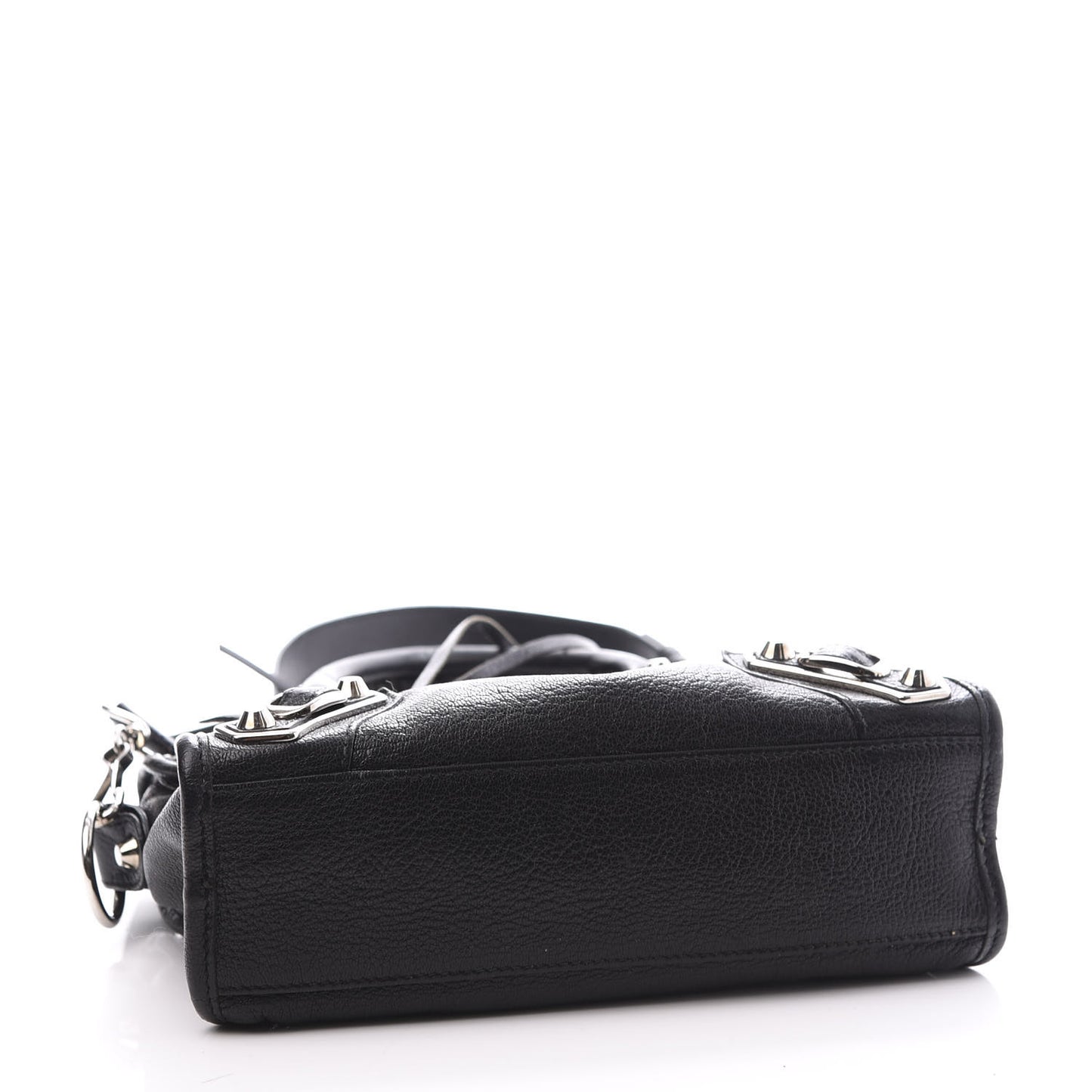 Chevre Silver Metallic Edge Hardware Mini City Black