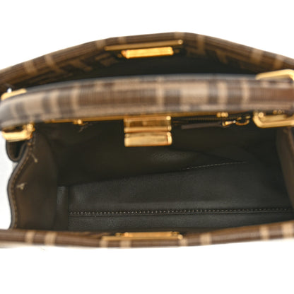 Fendi Glazed Fabric Vitello FF 1974 Hairdo Girls Inlay Mini Peekaboo Iconic Satchel Mogano Panna Multicolor 6 of 12
