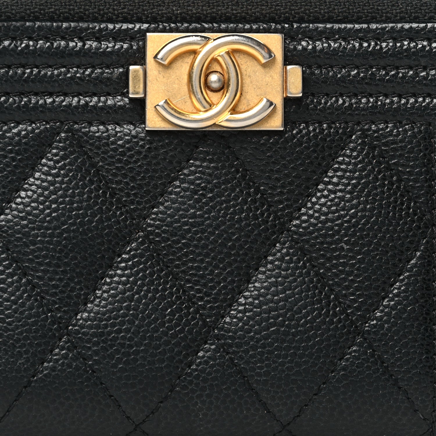 Chanel Caviar Quilted Boy Zip Around Coin Purse Wallet Black 8 of 8
