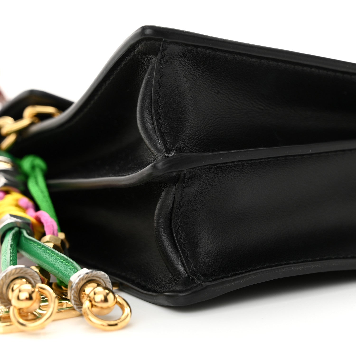 Prada Calfskin Soft Sound Charms Shoulder Bag Black 8 of 10