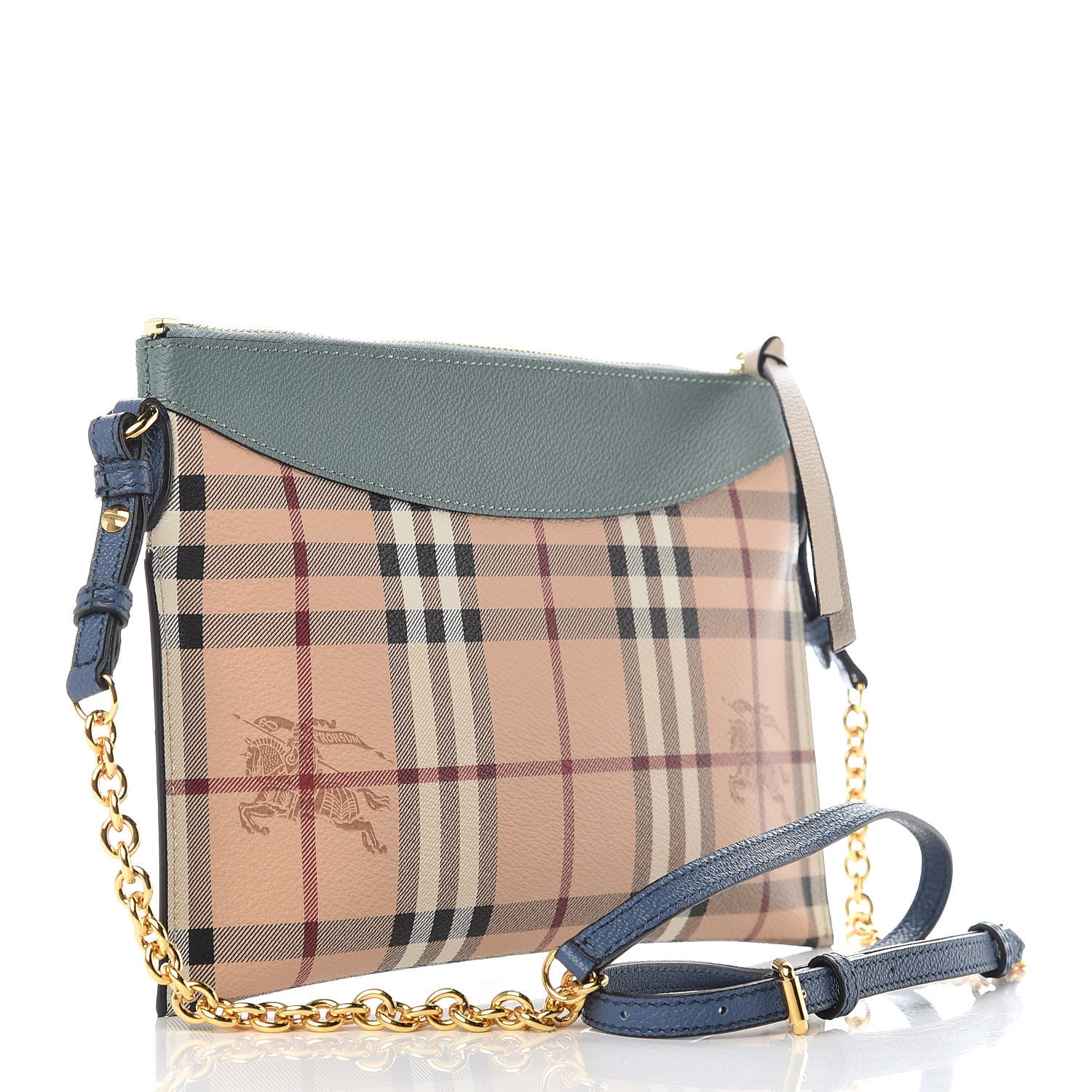 Burberry Haymarket Check Derby Peyton Crossbody Clutch Bag Eucalyptus Green 3 of 11