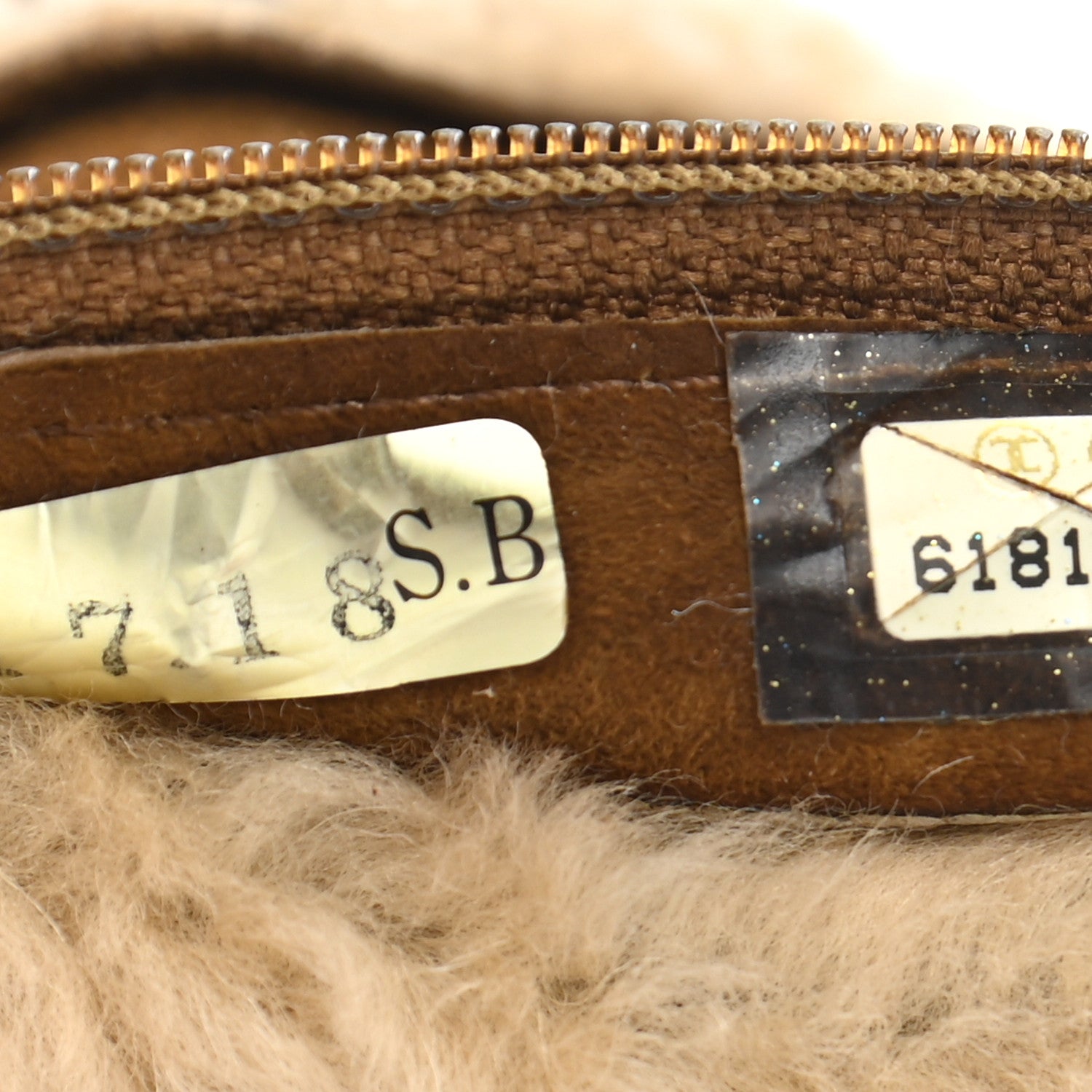 Chanel Suede Shearling Fur Wristlet Brown 6 of 8