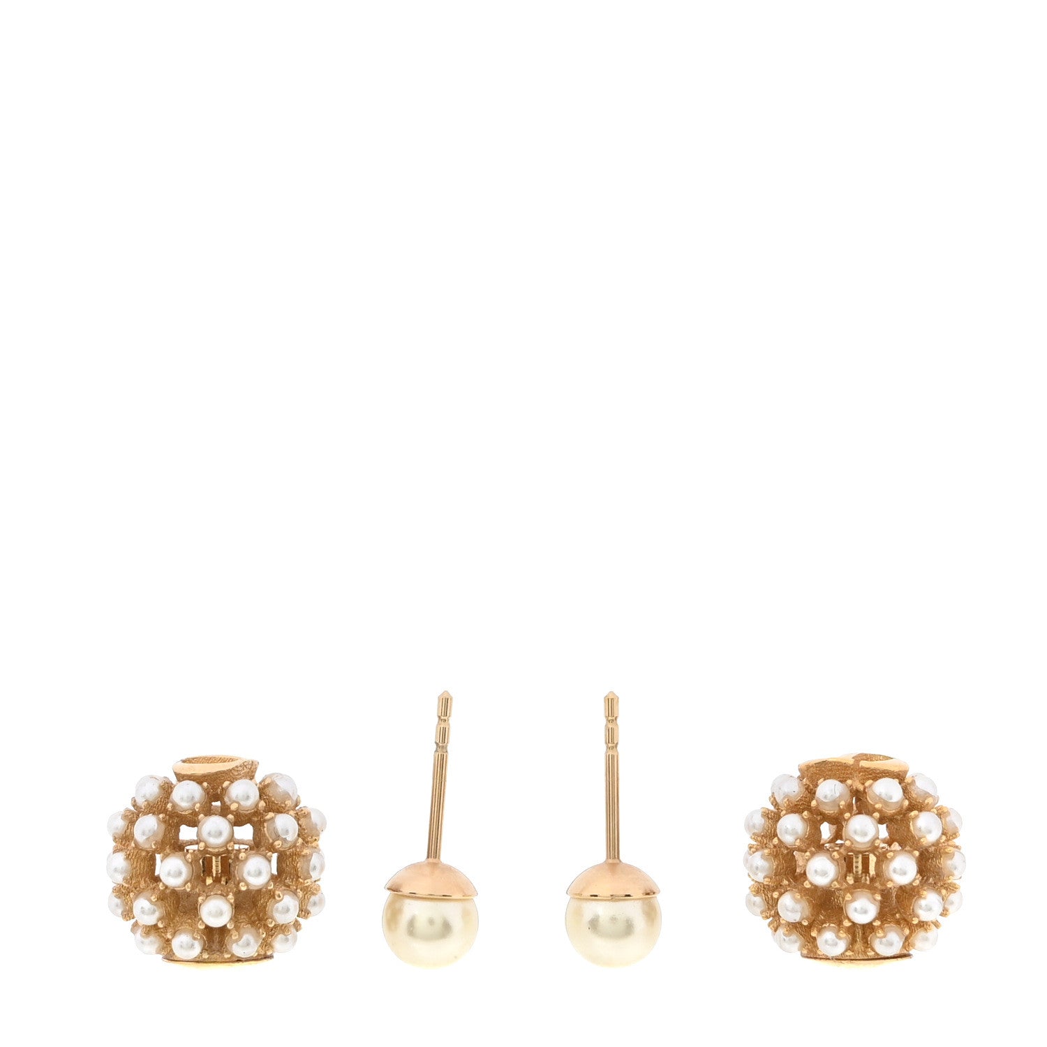 Christian Dior Pearl Crystal Tribal CD Earrings Gold 3 of 6