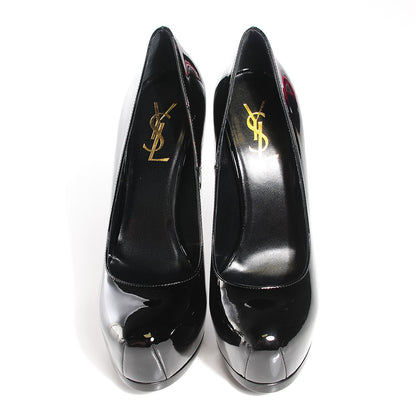 Saint Laurent Vitello Vernice Tribtoo Two 105 Platform Pumps 38 Nero Black 3 of 8