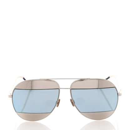 Christian Dior Split 1 Aviator Sunglasses Silver Blue 2 of 6