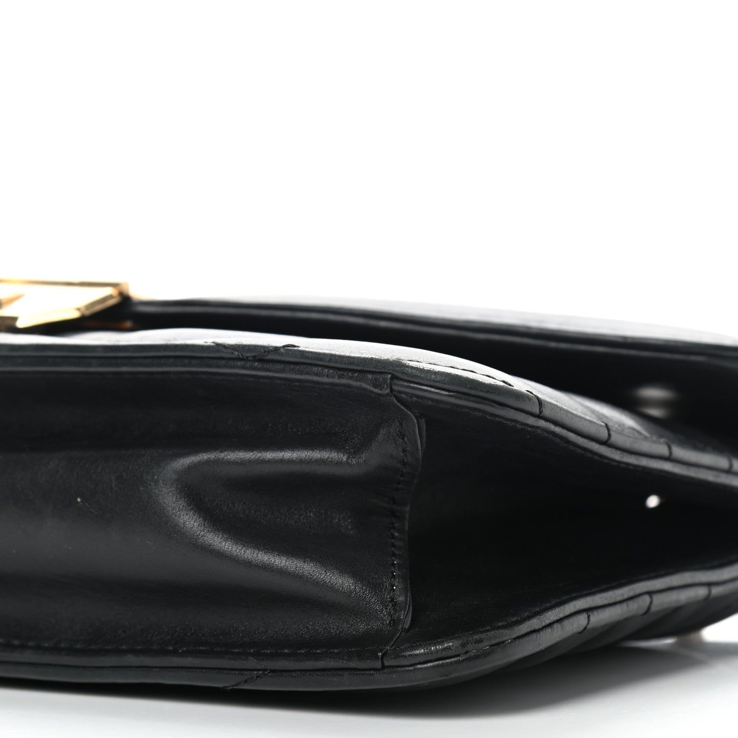 Calfskin Chevron Quilted Gabrielle Flap Black