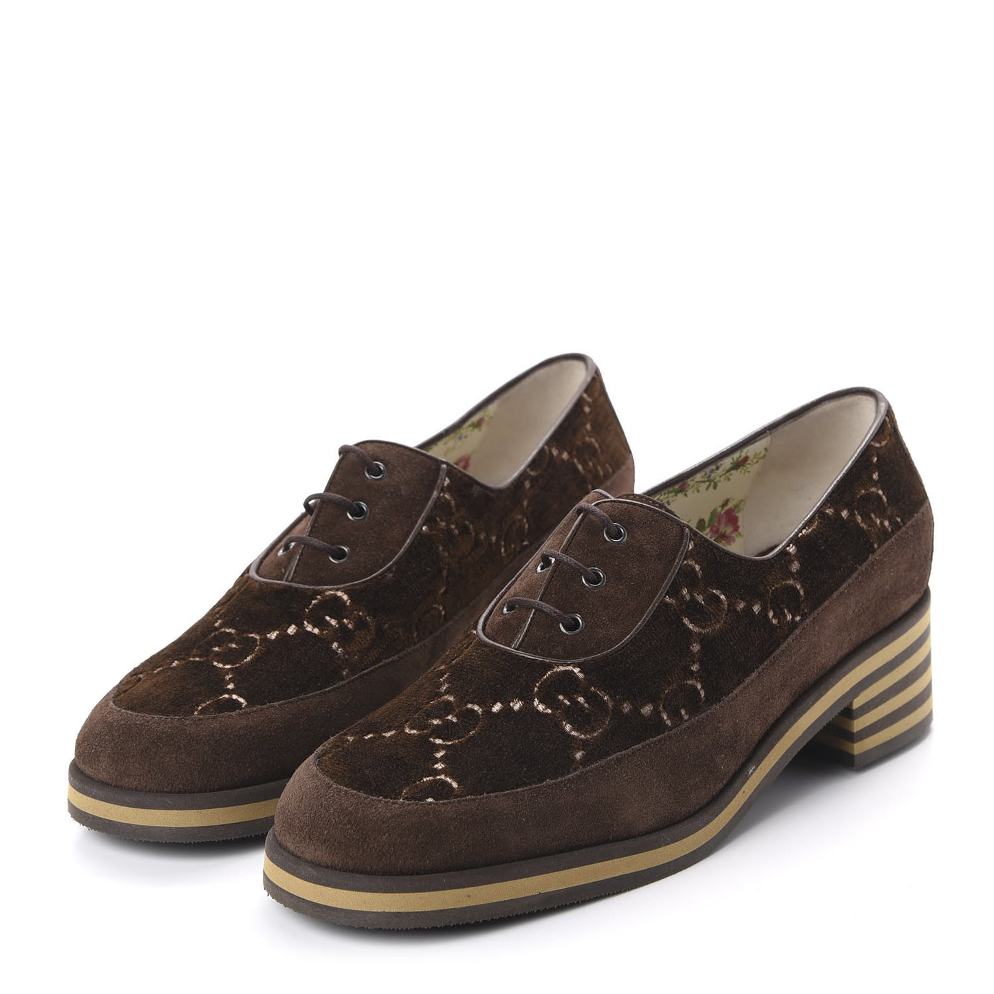 Velvet GG Monogram Thompson Derby Loafers 39.5 Vintage Cocoa Brown