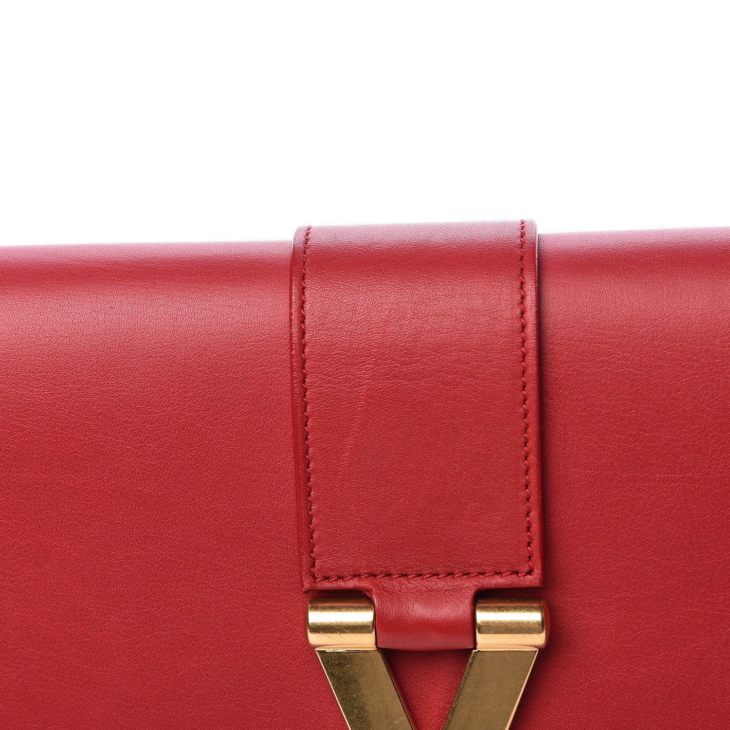 Saint Laurent Calfskin Classic Y Ligne Clutch Red 14 of 15