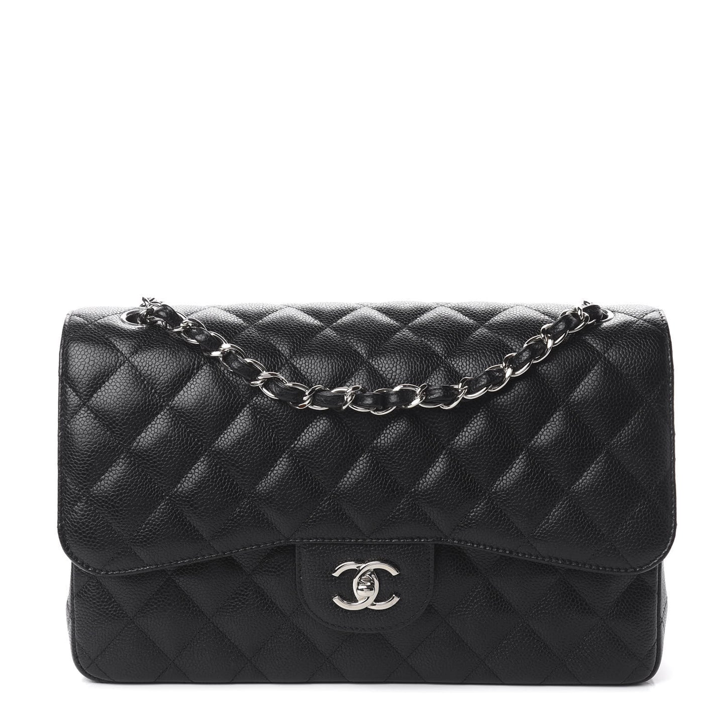 Caviar Quilted Jumbo Double Flap Black