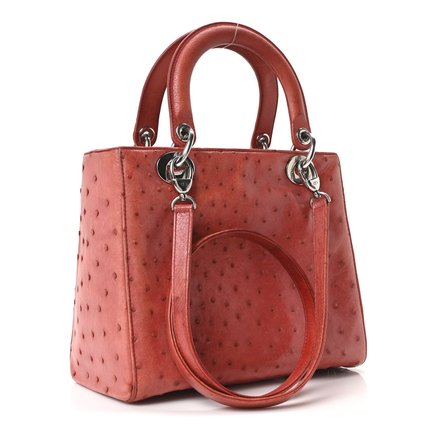 Christian Dior Ostrich Medium Lady Dior Red 3 of 10
