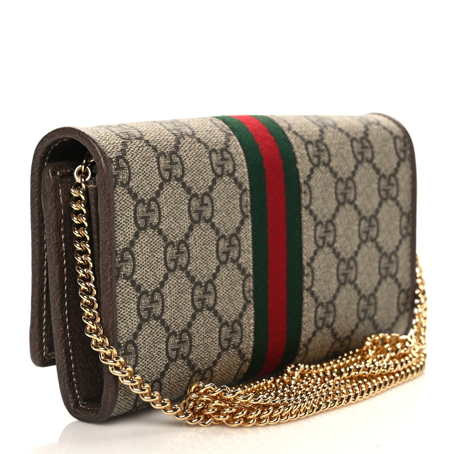 GG Supreme Monogram Web Ophidia Wallet On Chain Brown