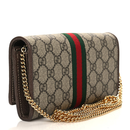 Gucci GG Supreme Monogram Web Ophidia Wallet On Chain Brown 3 of 11