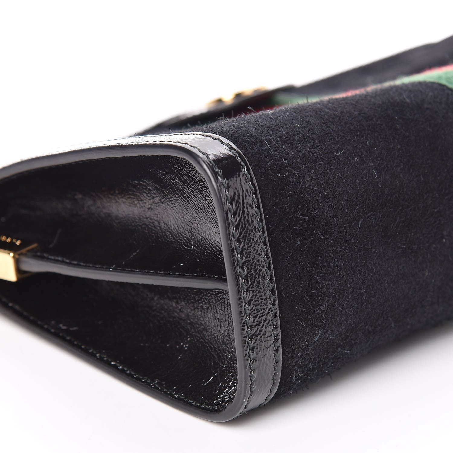 Gucci Suede Patent GG Web Small Ophidia Chain Shoulder Bag Black 8 of 10