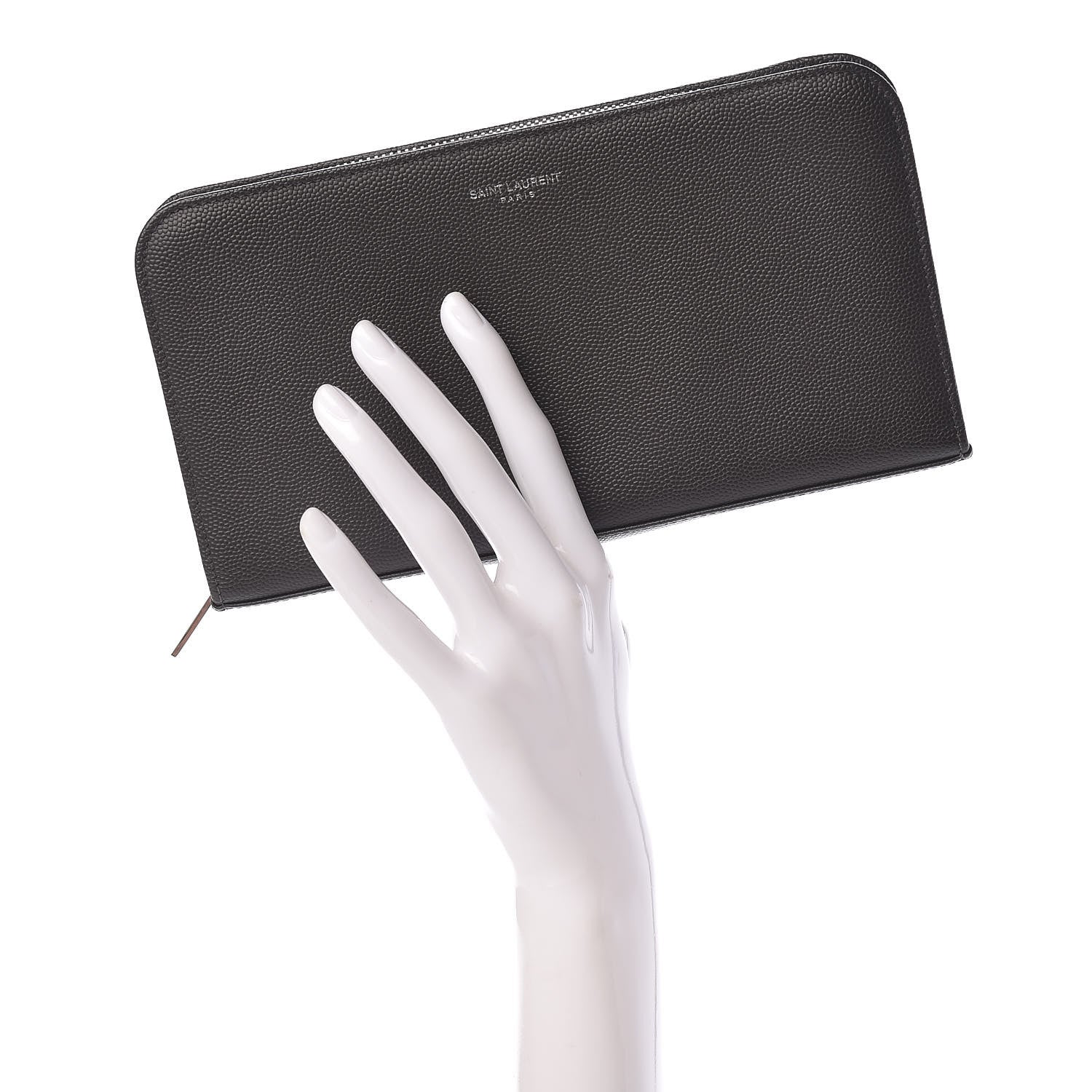 Saint Laurent Grain De Poudre Classic Zip Around Travel Wallet Coal 2 of 9
