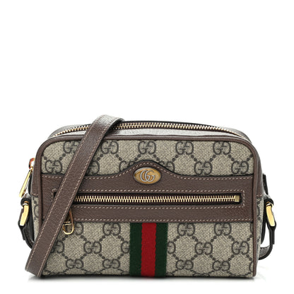 Gucci GG Supreme Monogram Web Mini Ophidia Shoulder Bag Brown 1 of 11